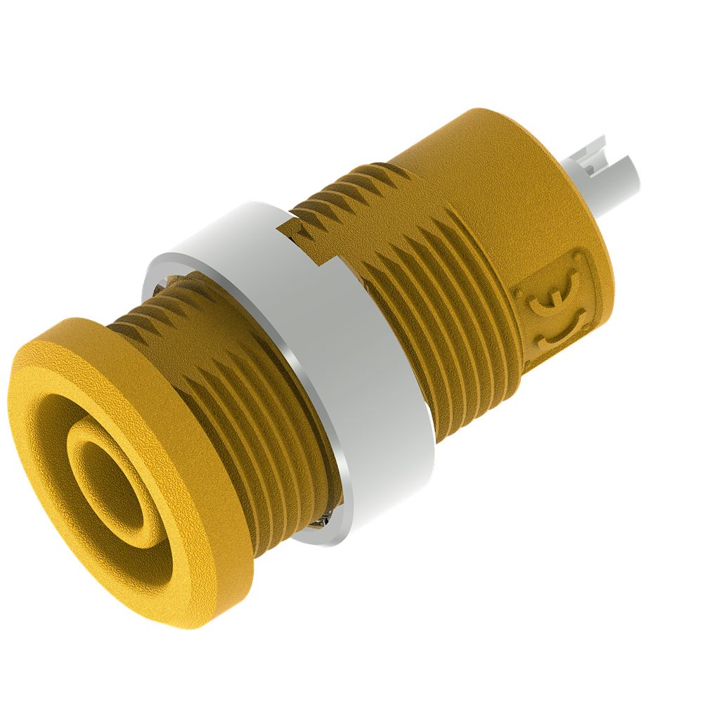 Electro PJP Yellow Female Banana Socket, 4 mm Connector, Solder Termination, 1kV, 25A, Nickel Plating
