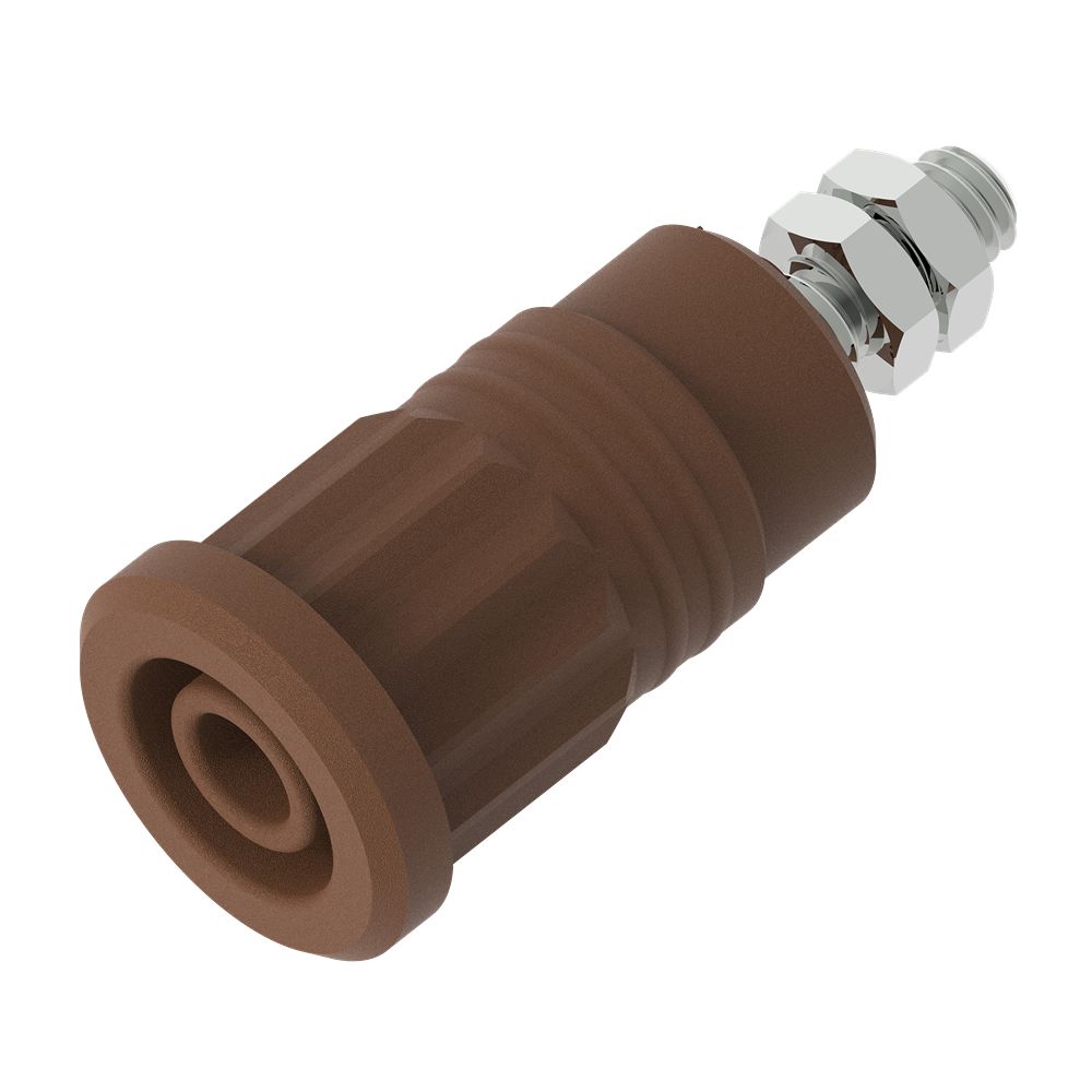 Electro PJP Brown Female Banana Socket, 4 mm Connector, Press Fit Termination, 1kV, 36A, Nickel Plating