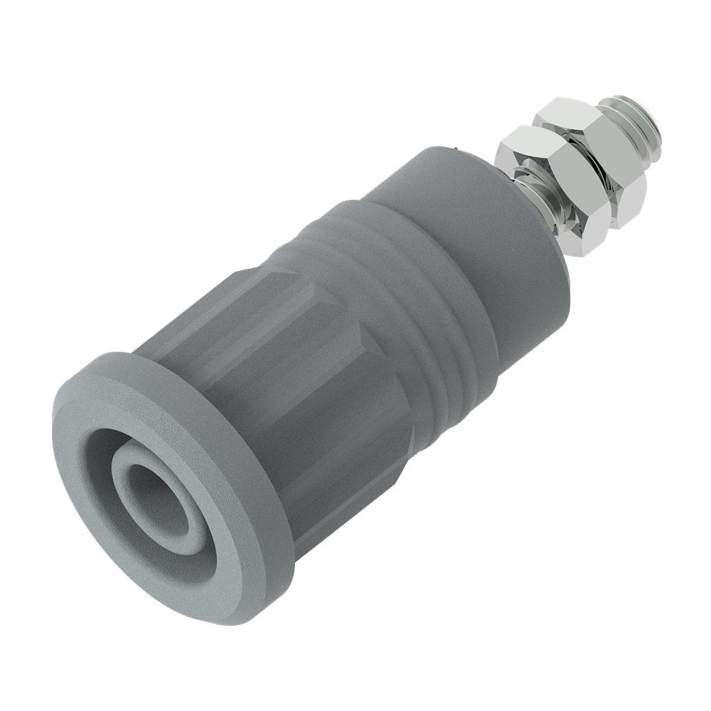 Electro PJP Grey Female Banana Socket, 4 mm Connector, Press Fit Termination, 1kV, 36A, Nickel Plating