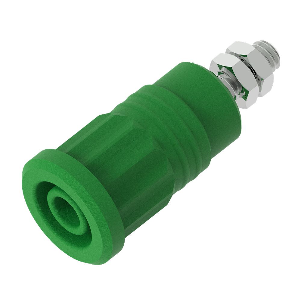 Electro PJP Green Female Banana Socket, 4 mm Connector, Press Fit Termination, 1kV, 36A, Nickel Plating