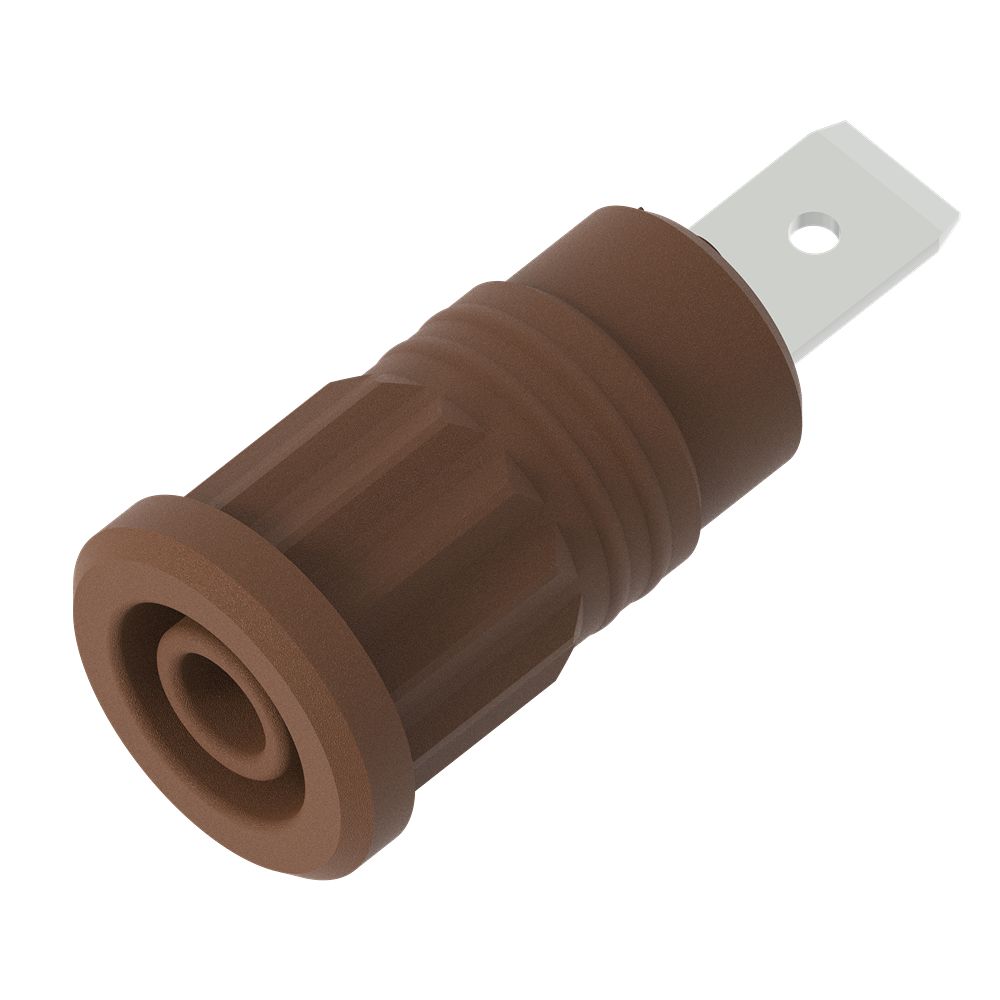 Electro PJP Brown Female Banana Socket, 4 mm Connector, Press Fit Termination, 1kV, 36A, Nickel Plating