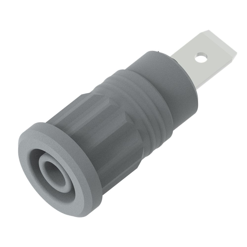 Electro PJP Grey Female Banana Socket, 4 mm Connector, Press Fit Termination, 1kV, 36A, Nickel Plating