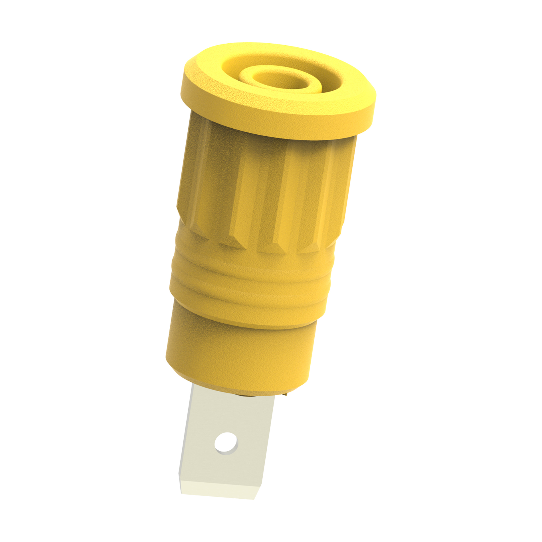 Electro PJP Yellow Female Banana Socket, 4 mm Connector, Press Fit Termination, 1kV, 36A, Nickel Plating