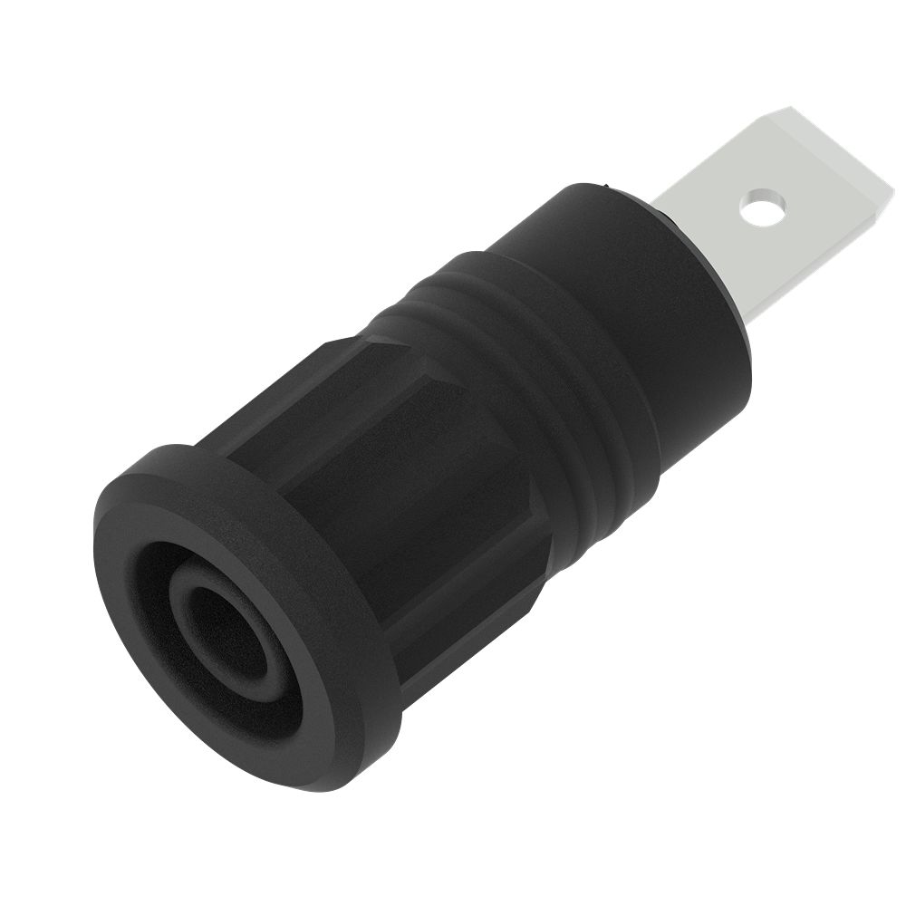 Electro PJP Black Female Banana Socket, 4 mm Connector, Press Fit Termination, 1kV, 36A, Nickel Plating