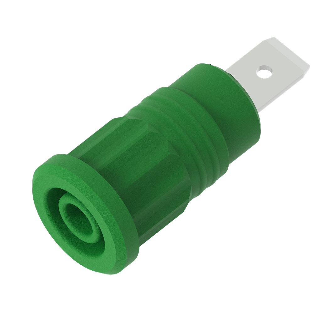 Electro PJP Green Female Banana Socket, 4 mm Connector, Press Fit Termination, 1kV, 36A, Nickel Plating