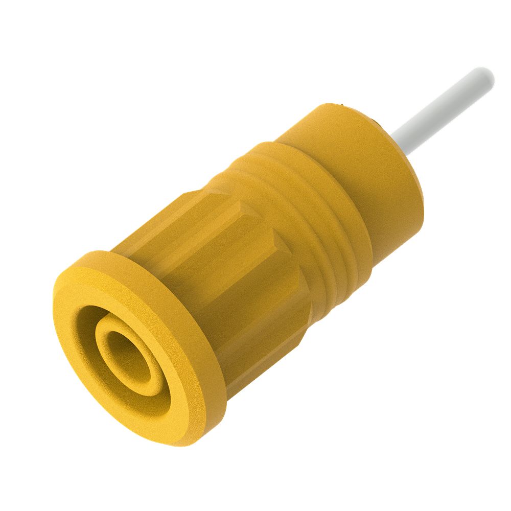 Electro PJP Yellow Female Banana Socket, 4 mm Connector, Press Fit Termination, 1kV, 36A, Nickel Plating