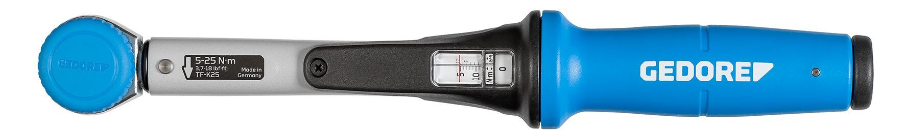 Gedore Torque Wrench, 5 to 25 Nm, 1/4 in Drive, Square Drive, 273mm Overall