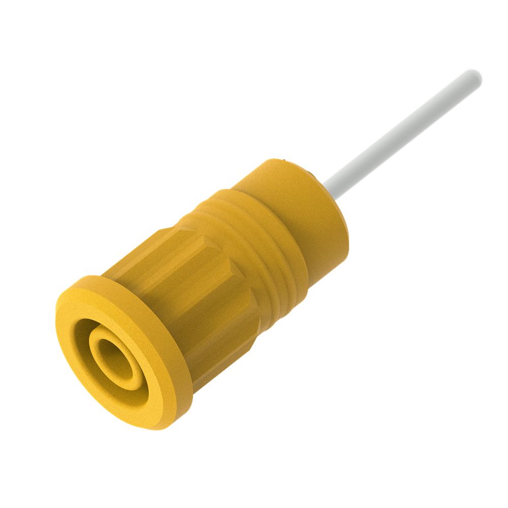 Electro PJP Yellow Female Banana Socket, 4 mm Connector, Press Fit Termination, 1kV, 36A, Nickel Plating