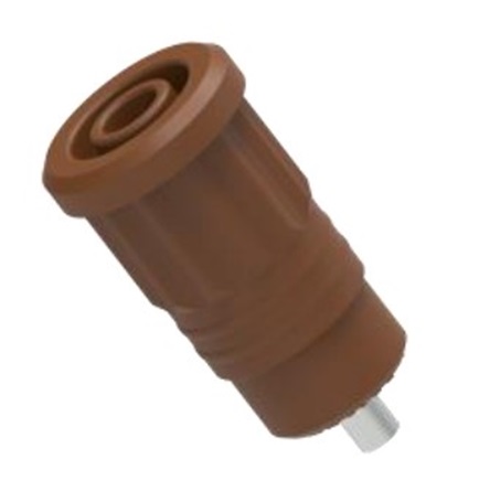 Electro PJP Brown Female Banana Socket, 4 mm Connector, Press Fit Termination, 1kV, 25A, Nickel Plating