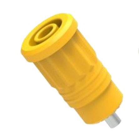 Electro PJP Yellow Female Banana Socket, 4 mm Connector, Press Fit Termination, 1kV, 25A, Nickel Plating