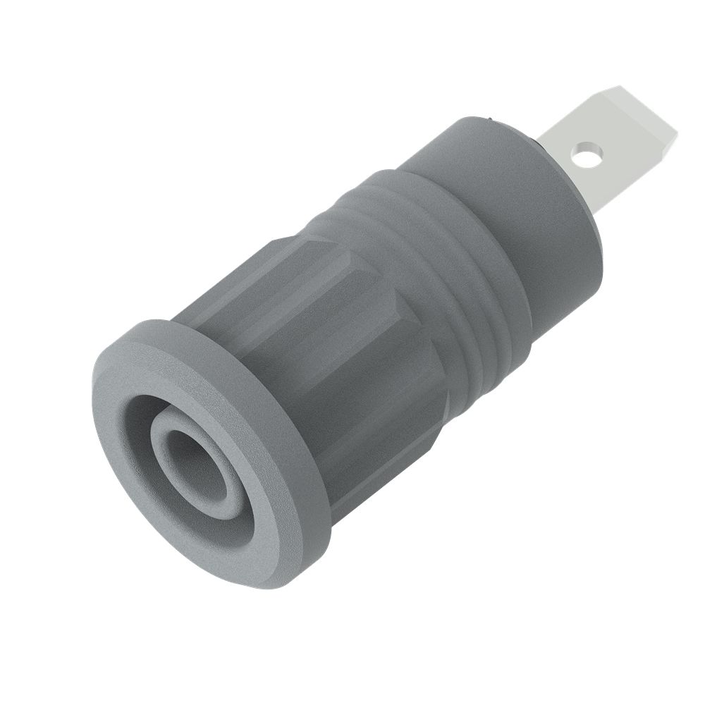 Electro PJP Grey Female Banana Socket, 4 mm Connector, Press Fit Termination, 1kV, 36A, Nickel Plating