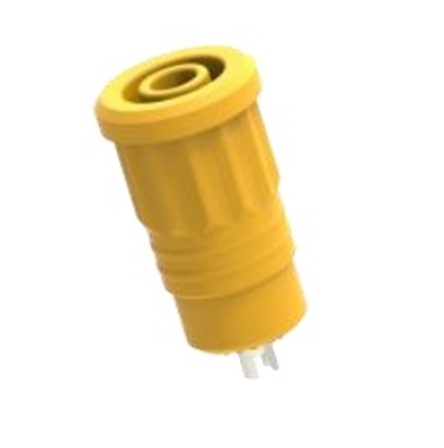 Electro PJP Yellow Female Banana Socket, 4 mm Connector, Press Fit Termination, 1kV, 25A, Nickel Plating