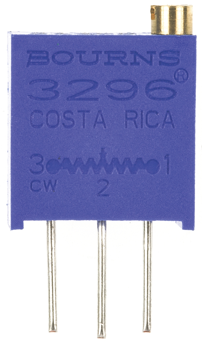 2.2 kΩ, Through Hole Trimmer Potentiometer, Solder Pin 0.5 W Top Adjust Bourns, 3296