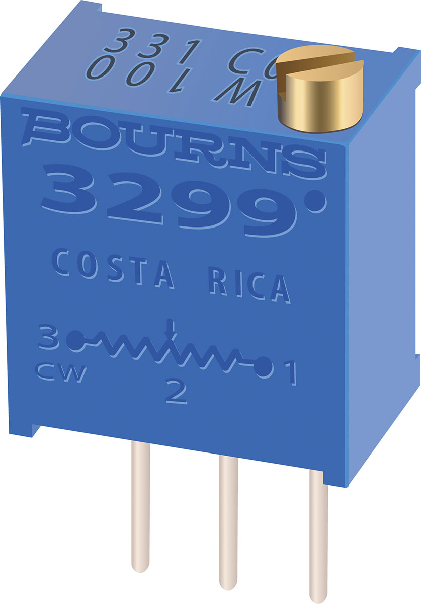 100 kΩ, Through Hole Trimmer Potentiometer, PC Pin 0.5 W Top Adjust Bourns, 3299