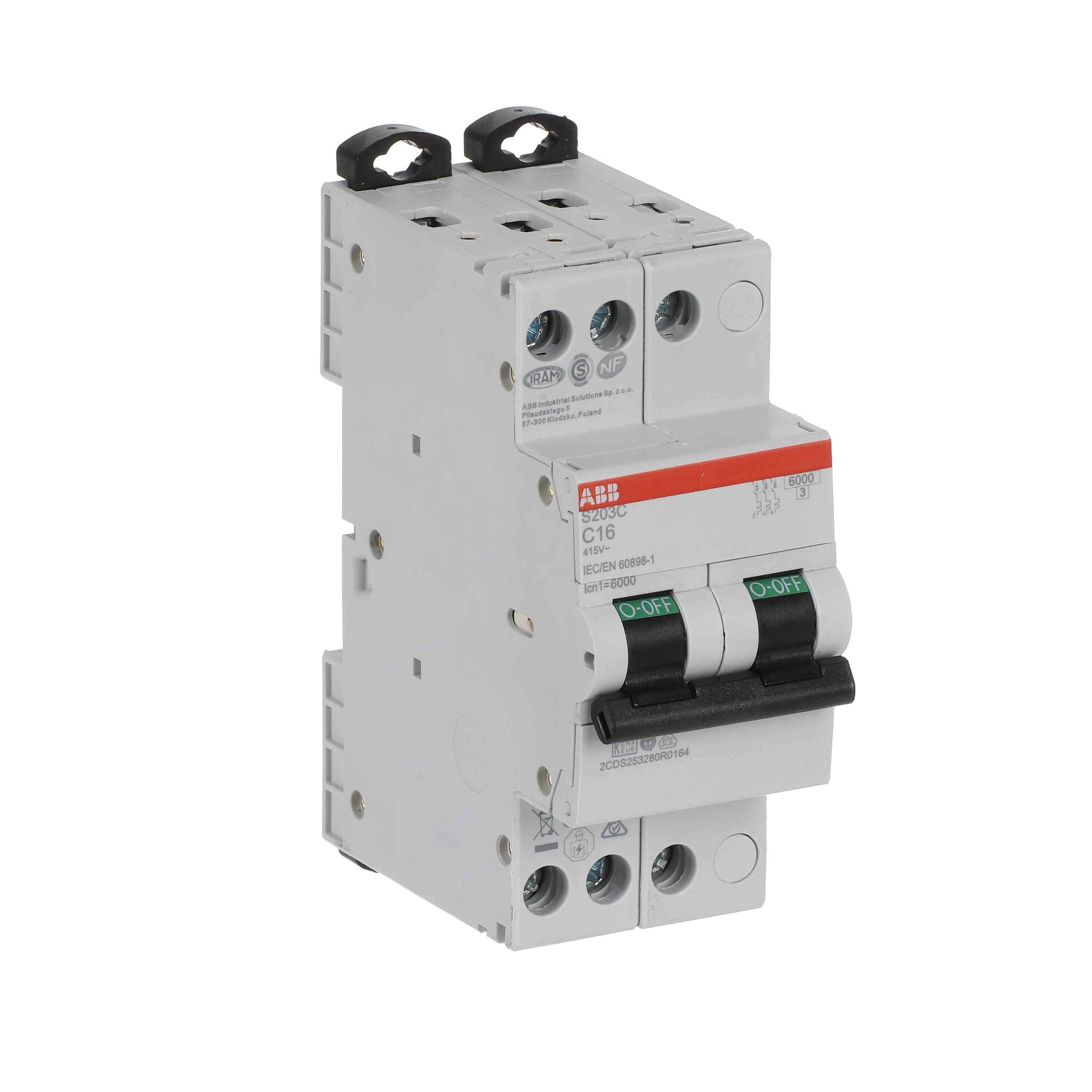 2cds253280r0164 ABB S200C MCB, 3P, 16A Curve C, 415V AC, 6 kA Breaking Capacity