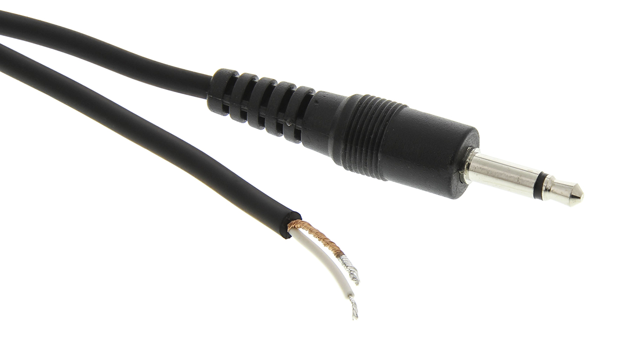 Switchcraft 35HR Male 3.5 mm Mono Jack to Unterminated Auxiliary Cable, Black, 1.98 m 32HR07884X