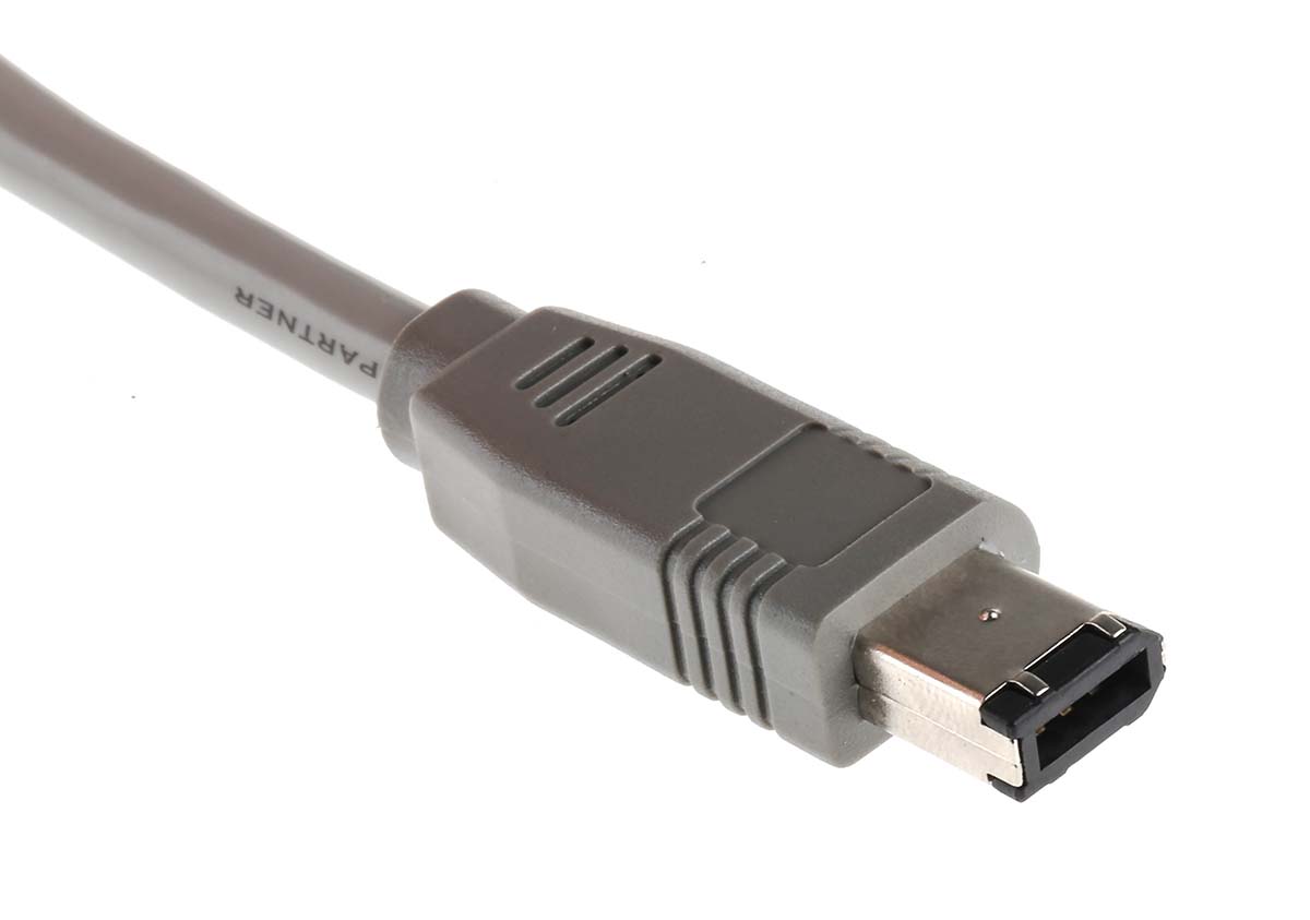 RS PRO Male to Firewire Cable, Grey, 2 m