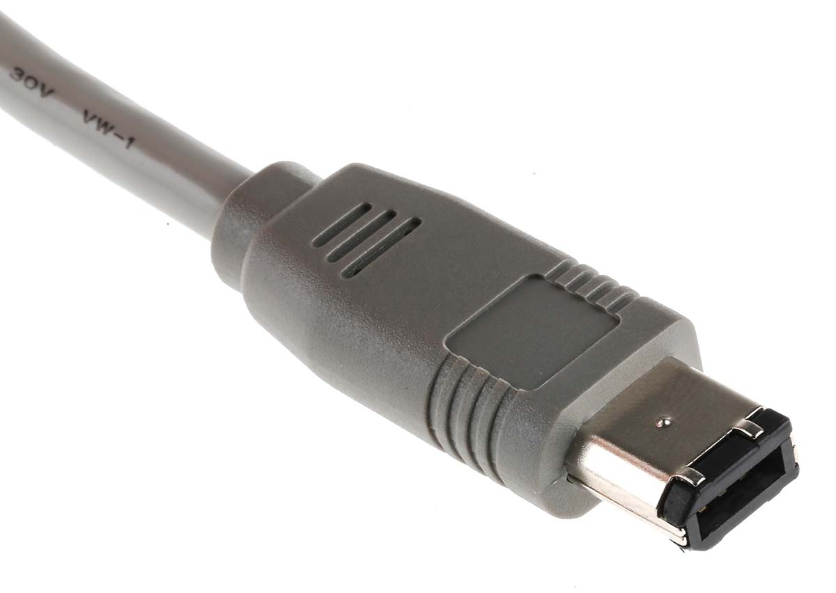 331-9329 RS PRO Male to Firewire Cable, Grey, 2 m