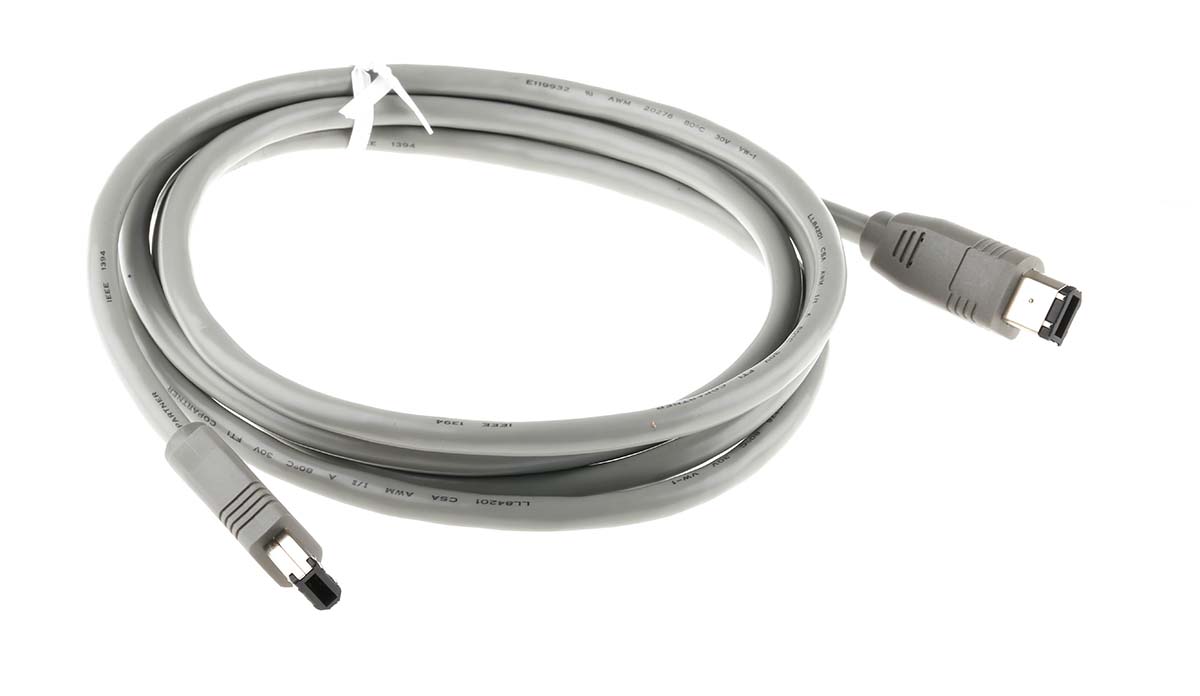 331-9329 RS PRO Male to Firewire Cable, Grey, 2 m