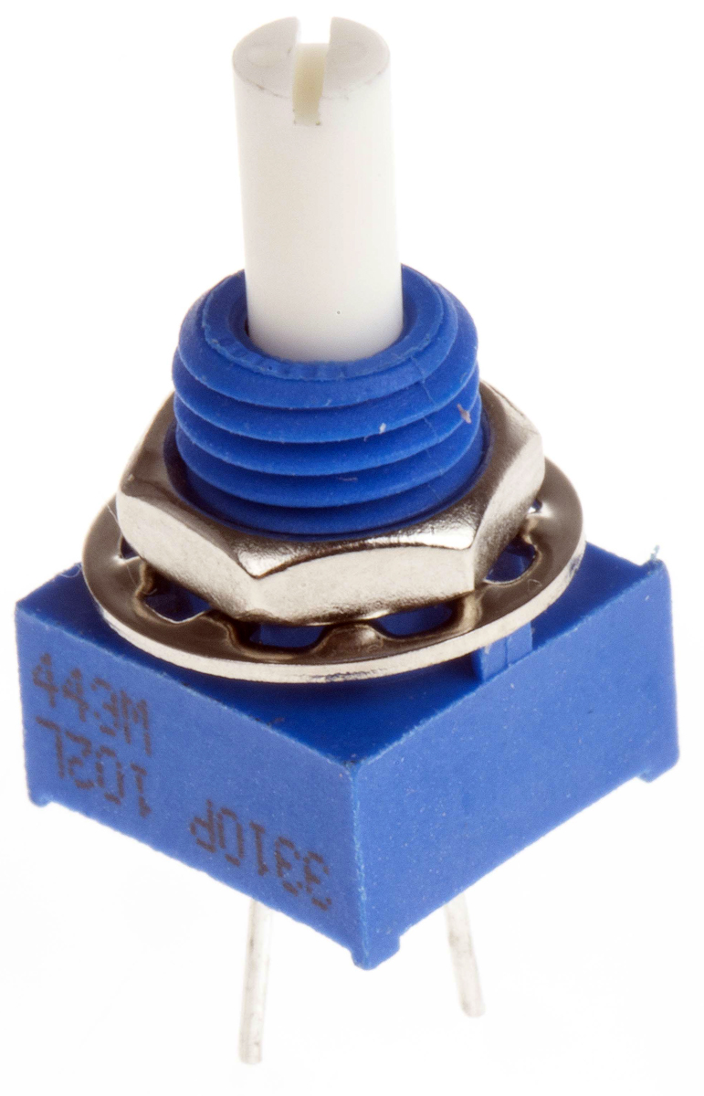 Bourns 3310 1 kΩ Rotary Potentiometer 1-Turns 1-Gang Panel Mount, Through Hole, 3310P-001-102L