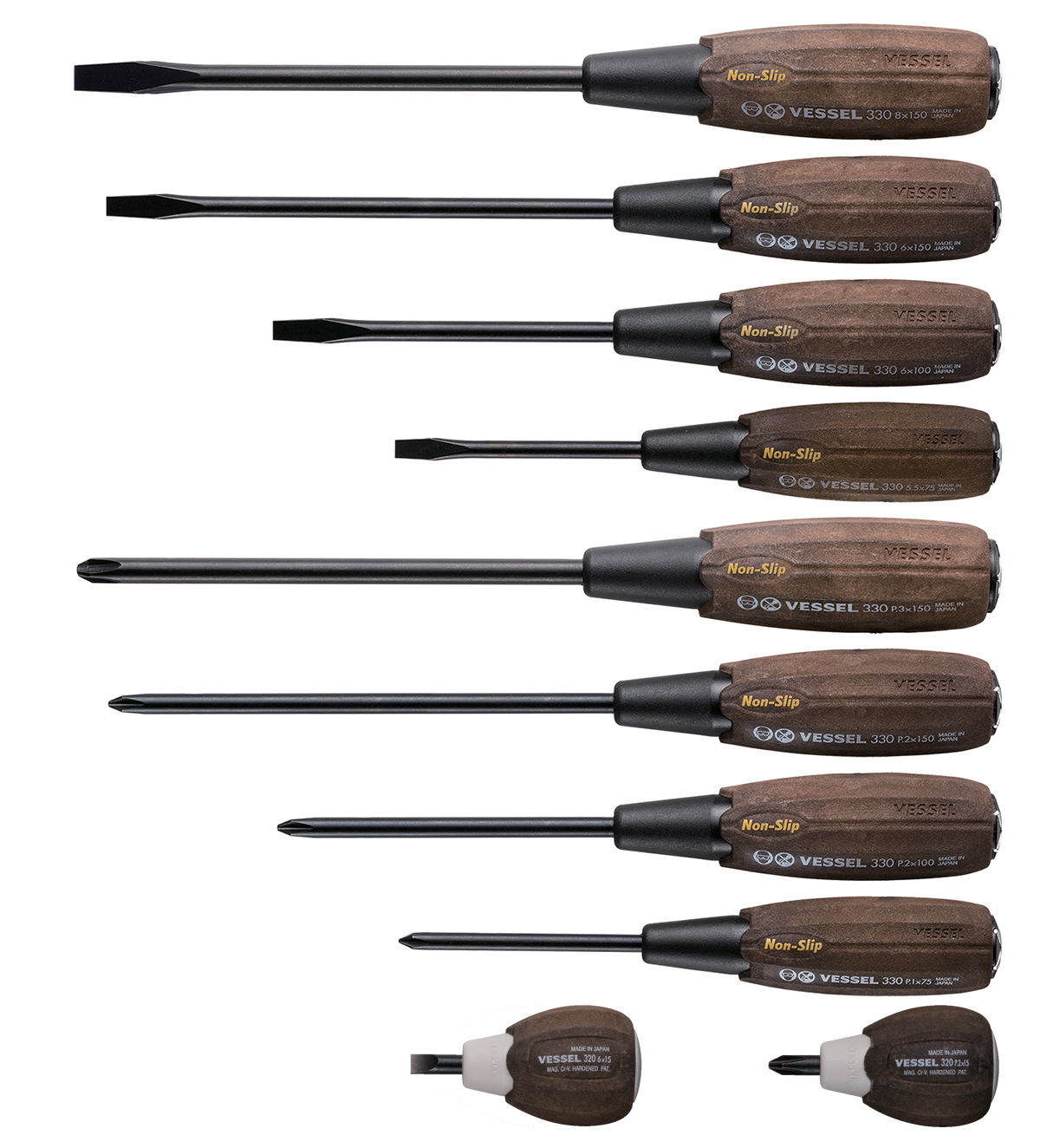 Vessel Phillips, Slotted Standard Screwdriver Set, 10-Piece