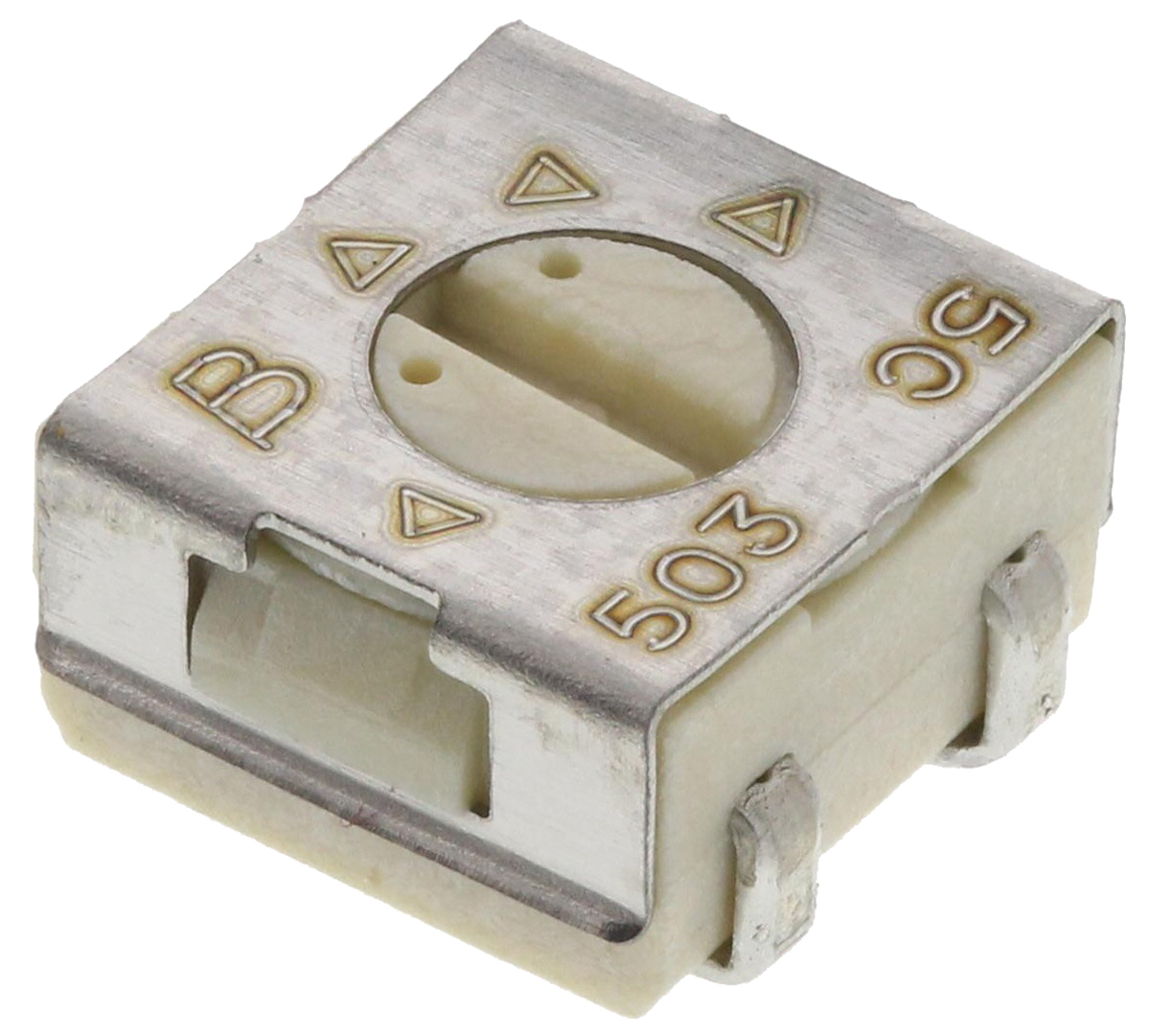 50 kΩ, Surface Mount Trimmer Potentiometer, J-Hook 0.25 W Top Adjust Bourns, 3314