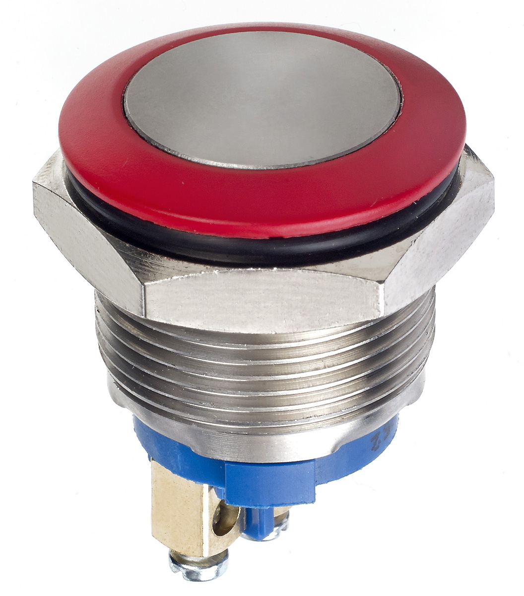 Apem Push Button Switch, Momentary, Panel Mount, 19.2mm Cutout, SPST, 24V dc, IP65