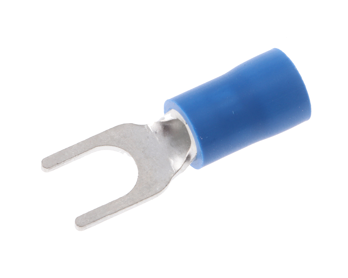 JST Crimp Spade Connector, 1mm² to 2.6mm², 16AWG to 14AWG, 4mm Stud Size Vinyl, Blue