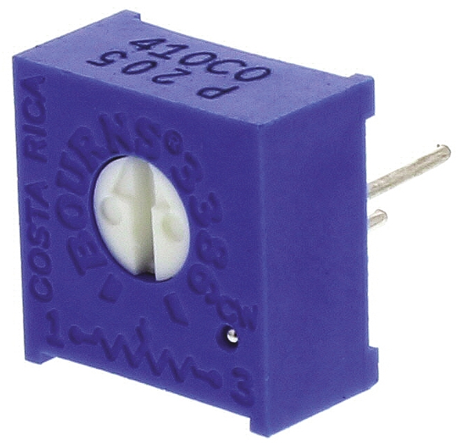 2 mΩ, Through Hole Trimmer Potentiometer, Solder Pin 0.5 W Top Adjust Bourns, 3386