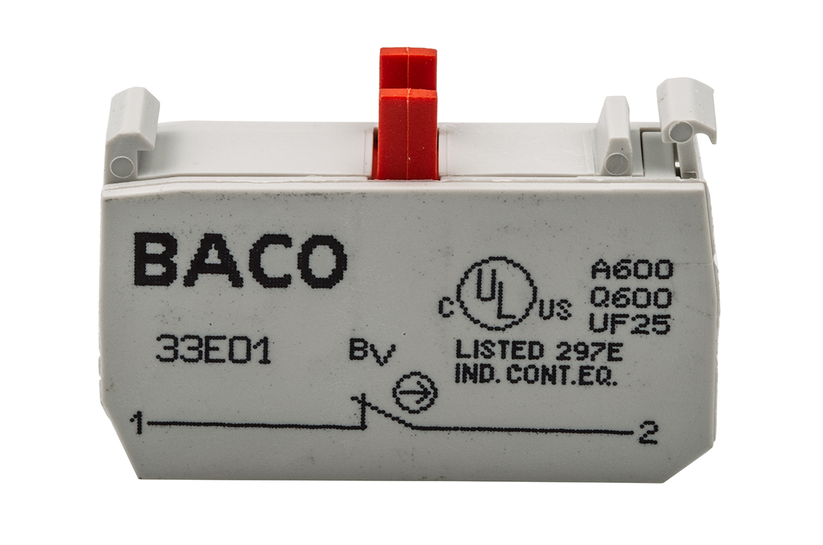33e01 BACO BACO Series Contact Block, 600V, 1 NC