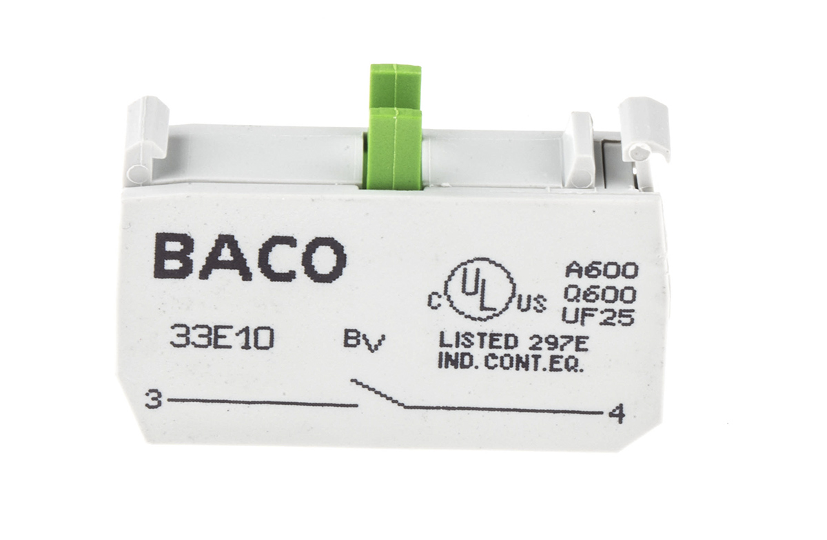 33e10 BACO BACO Series Contact Block, 600V, 1 NO