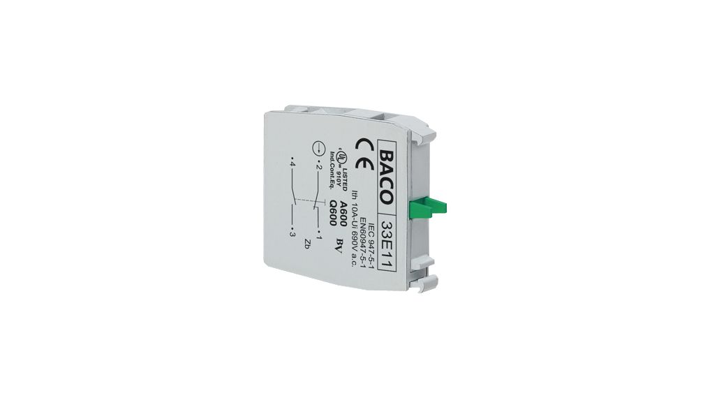 BACO 33E Series Contact Block, 125V ac, SPDT