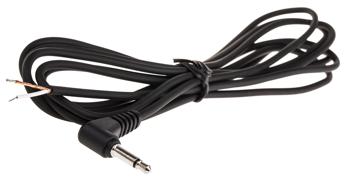 Switchcraft 33HR Male 3.5 mm Mono Jack to Unterminated Auxiliary Cable, Black, 2 m 33HR07884X