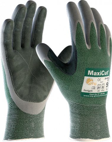 ATG Maxicut Green, Grey Polyester Work Gloves, Size 8, NBR Coating