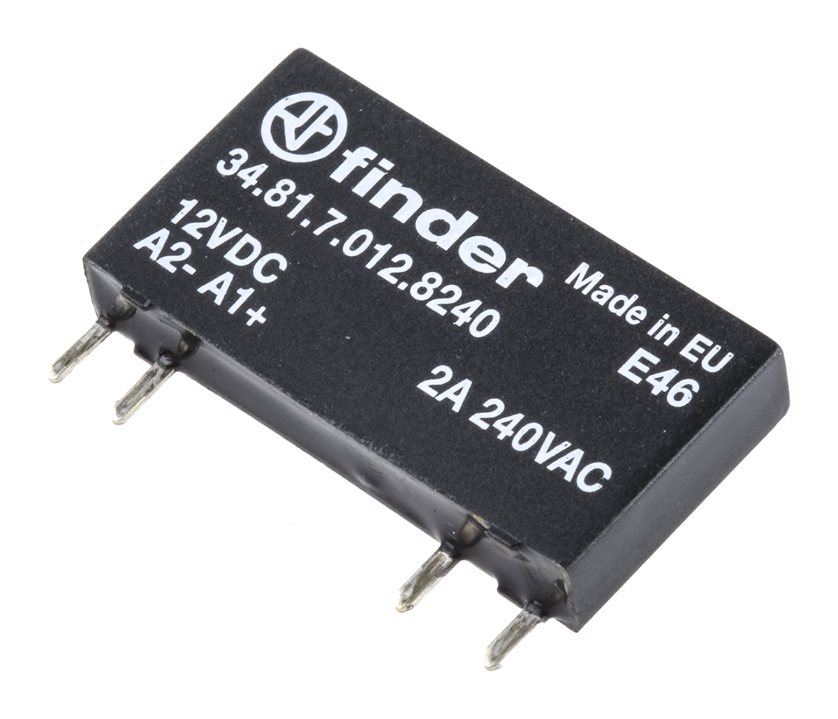 Finder 34 Series Solid State Relay, 2 A Load, PCB Mount, 240 V ac Load, 17V Control