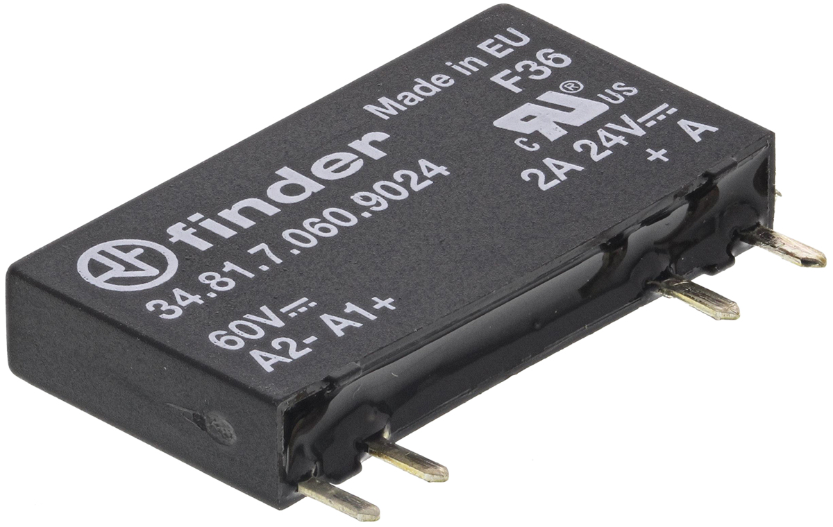 Finder 34 Series Solid State Relay, 6 A Load, PCB Mount, 24 V dc Load, 60V dc Control