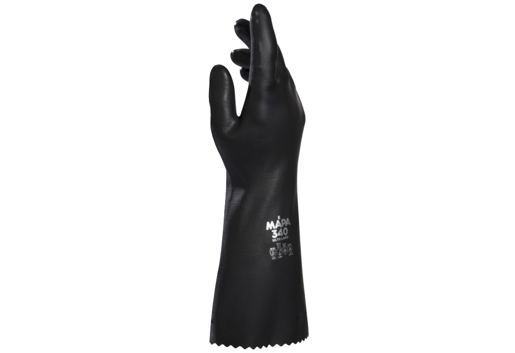 Mapa ULTRANEO Black Latex Work Gloves, Size 9, Latex, Neoprene Coating