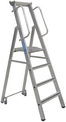Zarges Aluminium 4 steps Step Ladder, 1.04m platform height, 2.15 m open length