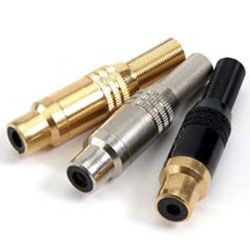Deltron Black Straight Cable RCA Socket, Gold, 5A