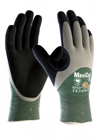 ATG Maxicut Black, Green Spandex Work Gloves, Size 10, NBR Coating