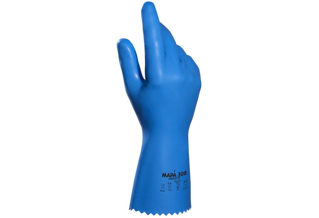 Mapa JERSETTE 308 Blue Natural Latex Work Gloves, Size 9