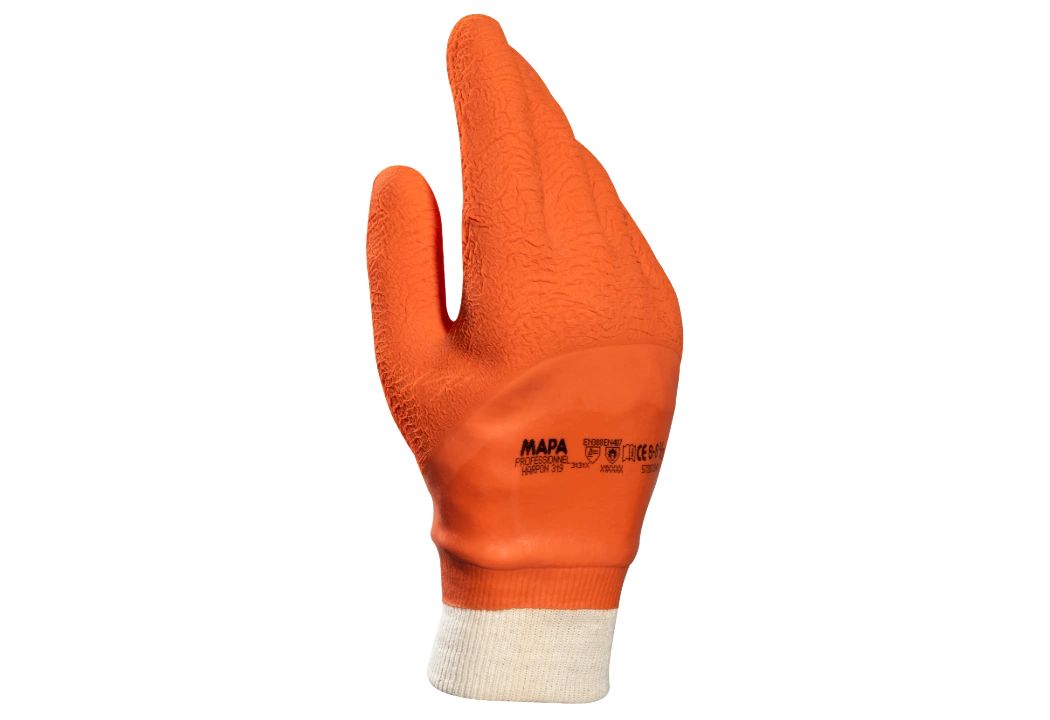 Mapa HARPON 319 Orange Natural Latex Work Gloves, Size 9
