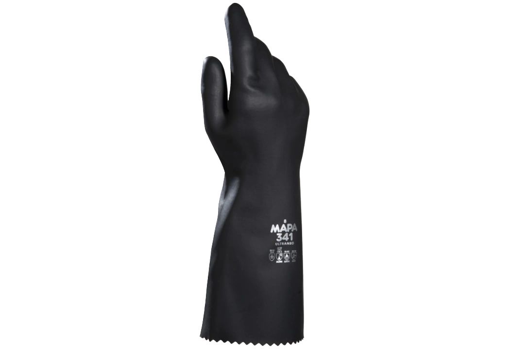 Mapa ULTRANEO 341 Black Natural Latex, Polychloroprene Work Gloves, Size 10