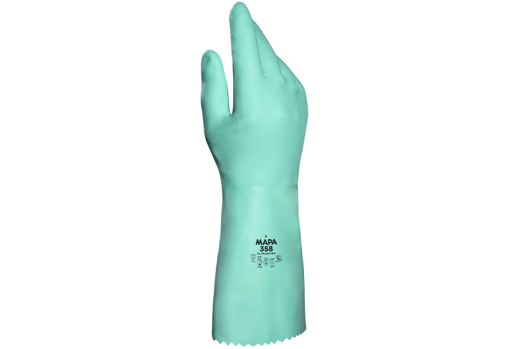 Mapa Green Nitrile Work Gloves, Size 10