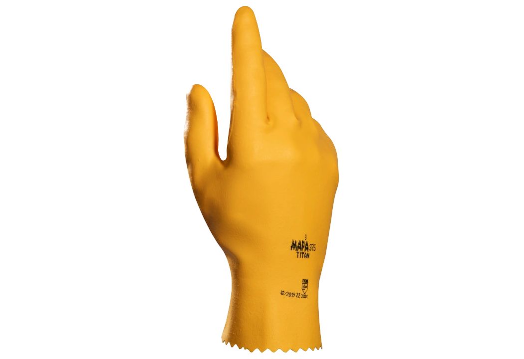 Mapa TITAN 375 Yellow Nitrile Work Gloves, Size 7