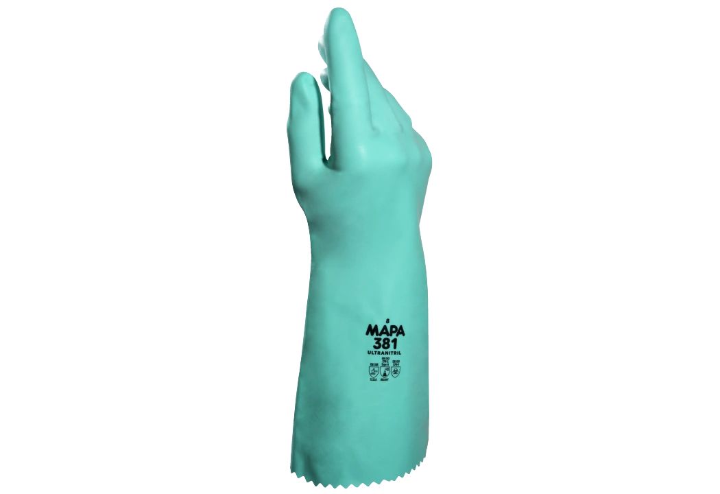 Mapa ULTRANITRIL 381 Green Nitrile Work Gloves, Size 11