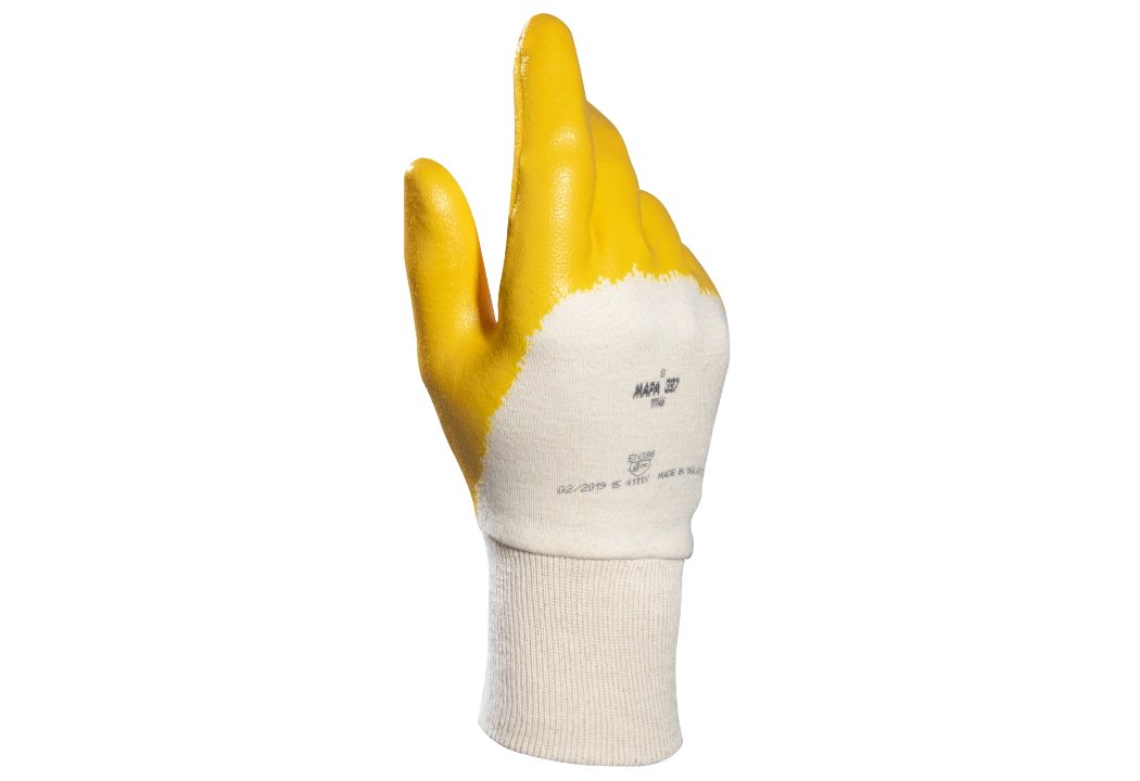 Mapa TITAN 397 Beige, Yellow Nitrile Glove, Size 7