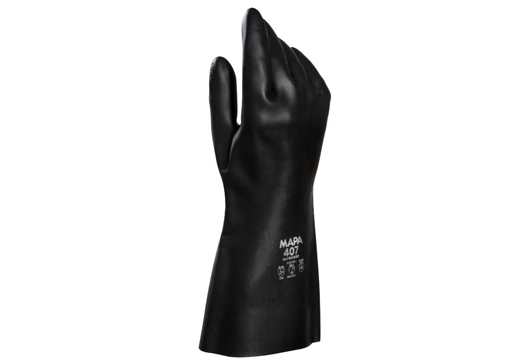 Mapa Black Polychloroprene Work Gloves, Size 9