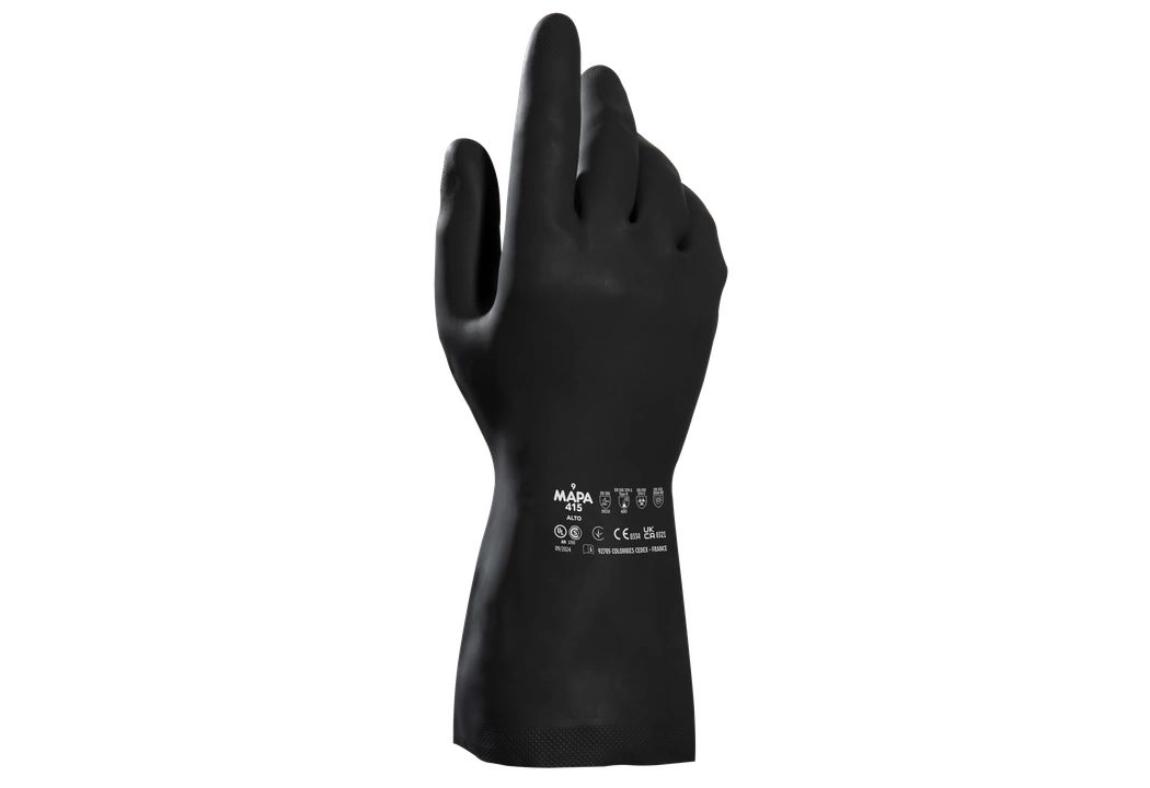 Mapa ALTO 415 Black Natural Latex, Polychloroprene Work Gloves, Size 7