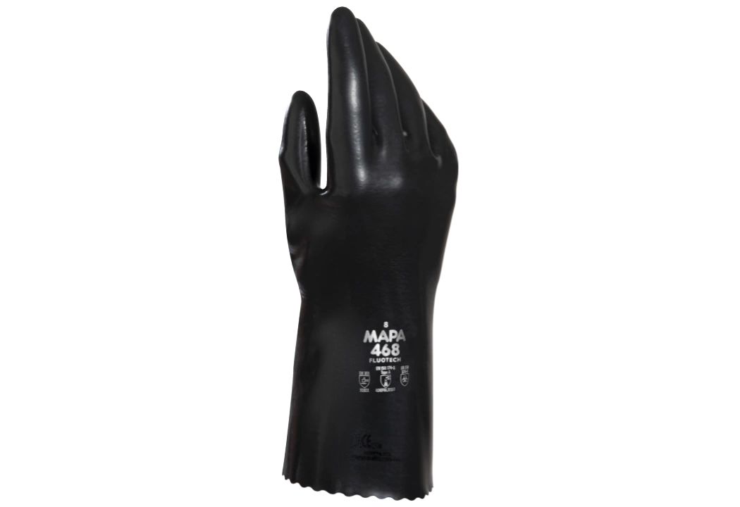 Mapa FLUOTECH 468 Black Fluoroelastomer Work Gloves, Size 8